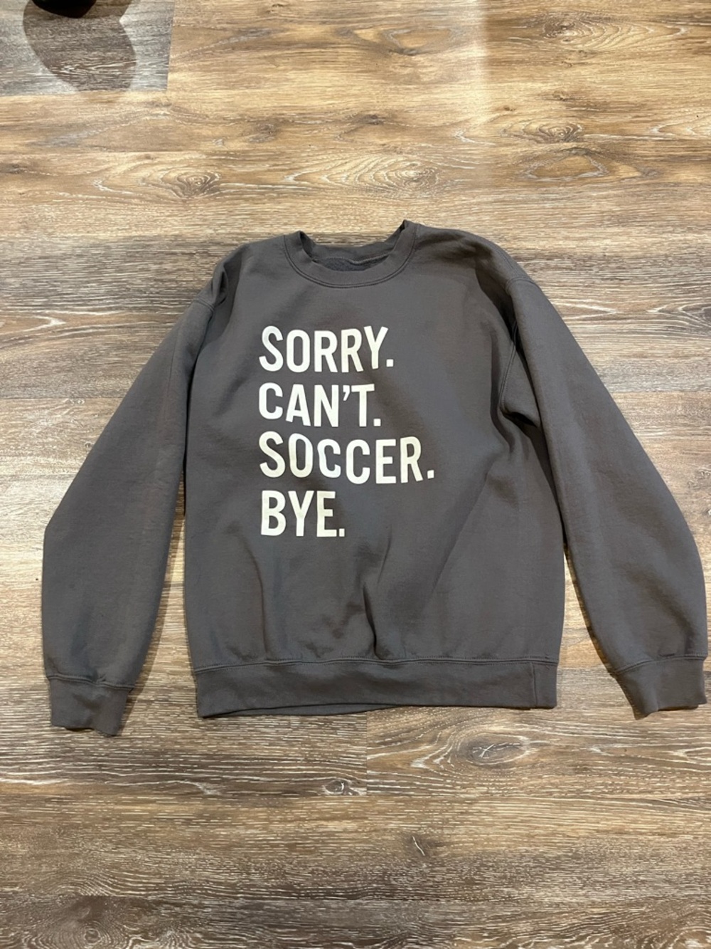 Sorry. Can't. Soccer. Bye. Graphic Crewneck Sweater - Black